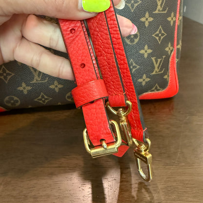 Retiro NM 2-Way Bag in Coquelicot Leather and
Monogram Canvas