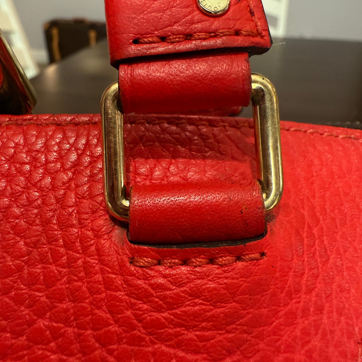 Retiro NM 2-Way Bag in Coquelicot Leather and
Monogram Canvas