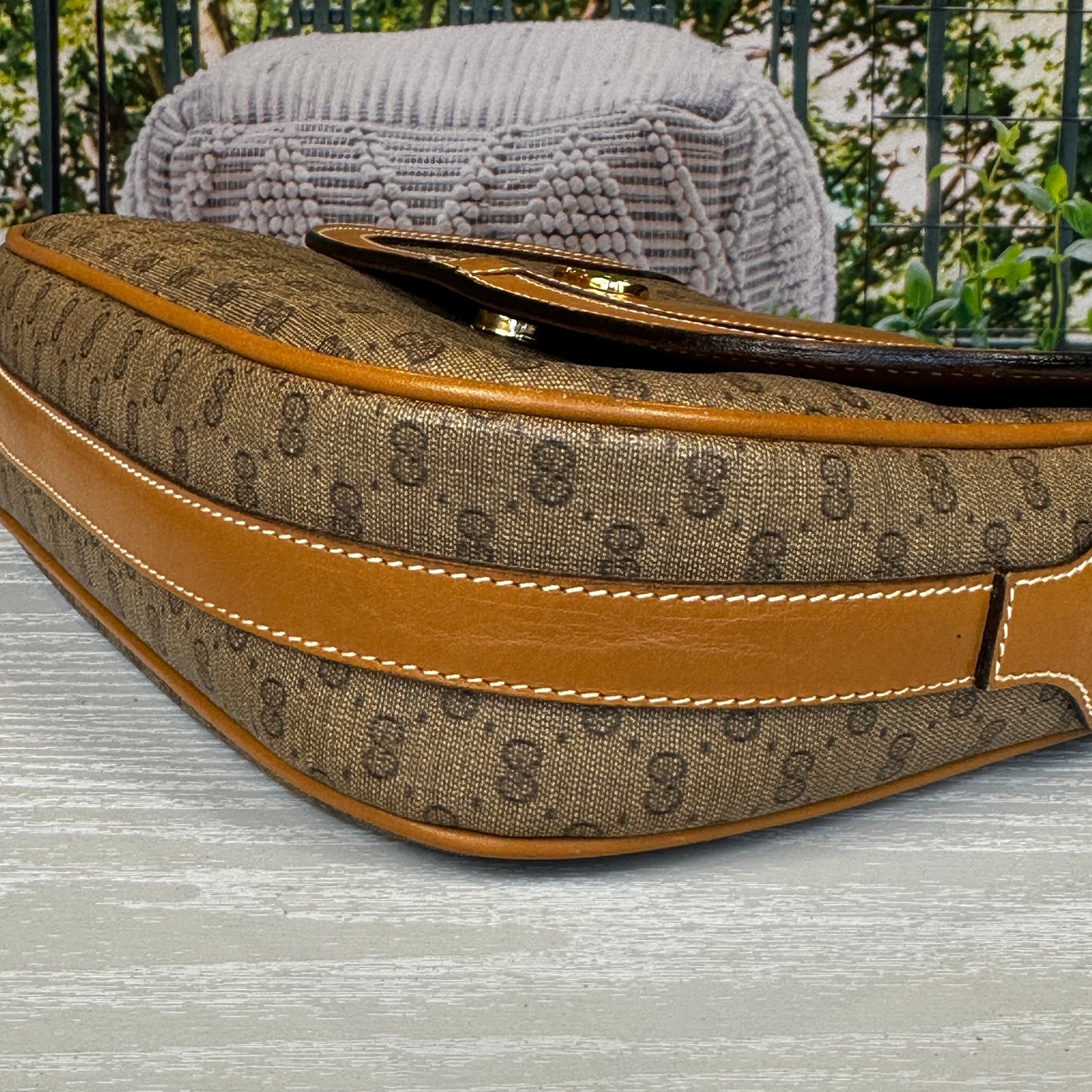 Gucci Micro GG Brown Coated Canvas Flap Crossbody Bag
