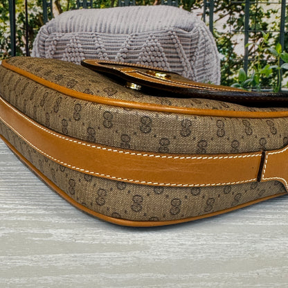 Gucci Micro GG Brown Coated Canvas Flap Crossbody Bag