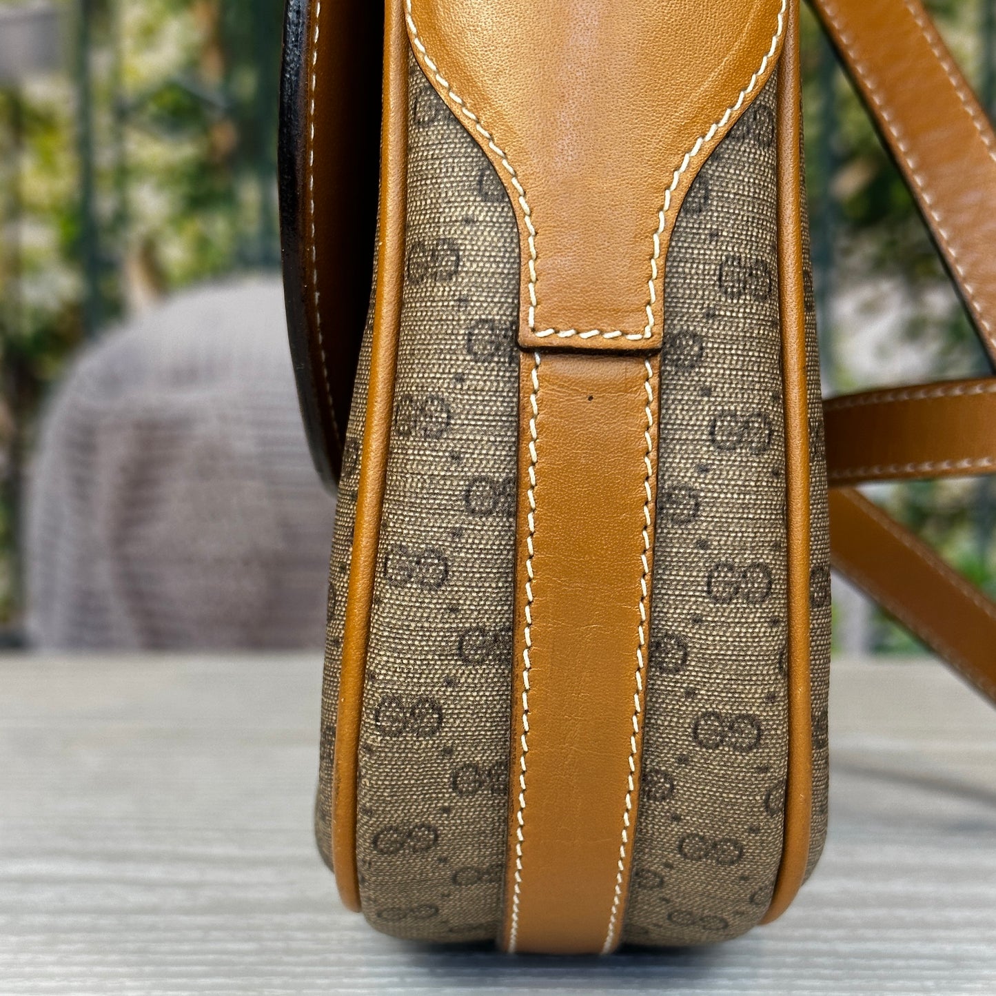 Gucci Micro GG Brown Coated Canvas Flap Crossbody Bag