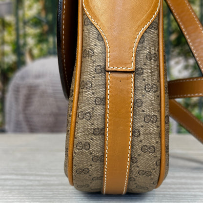 Gucci Micro GG Brown Coated Canvas Flap Crossbody Bag