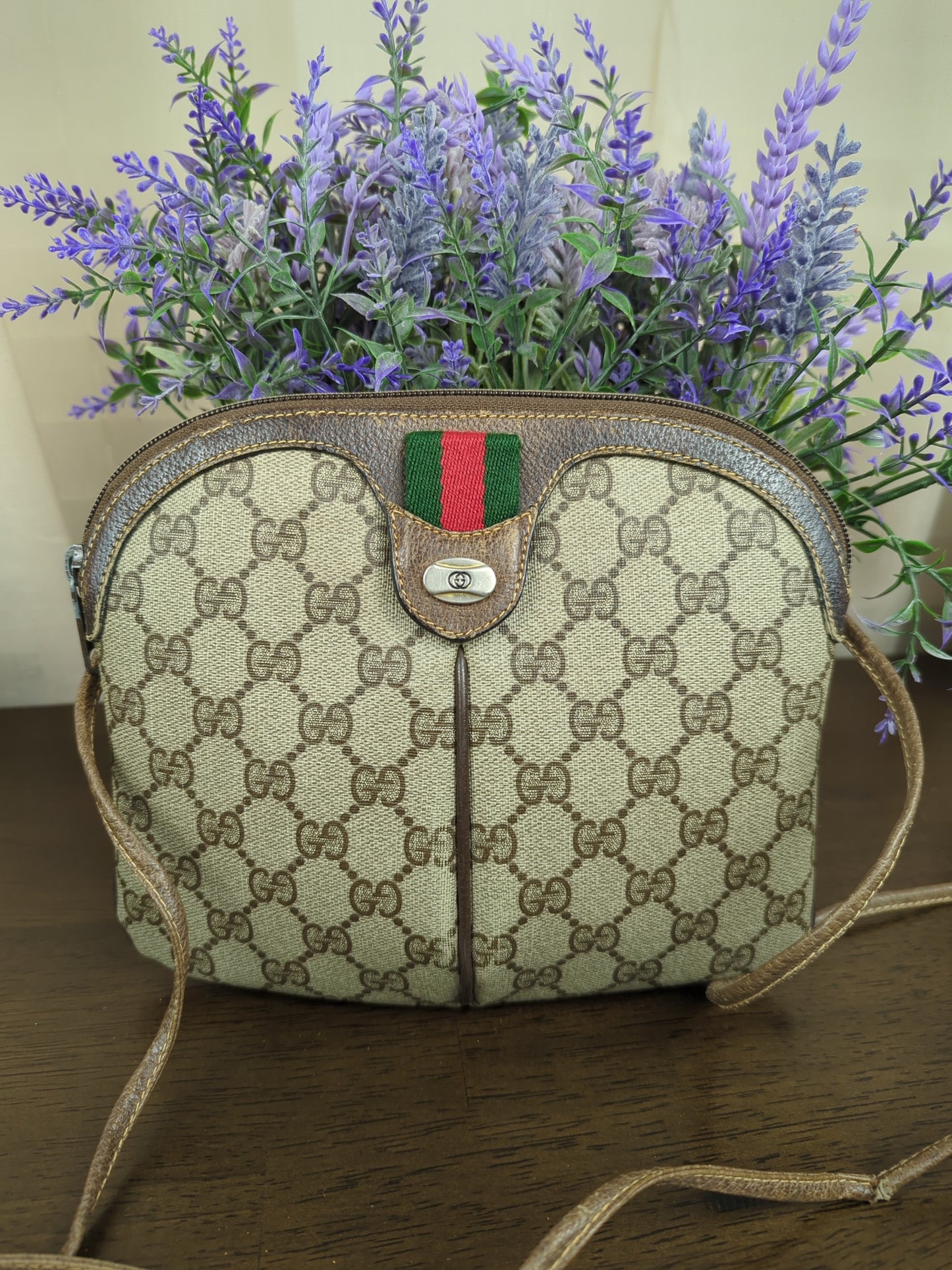 Vintage Sherryline Brown Monogram Crossbody Bag
