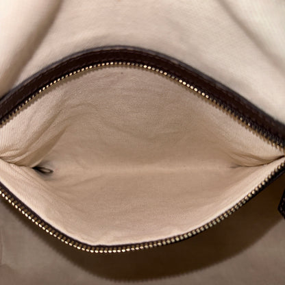 Gucci Vintage Bee Web Boston Bag Dark Brown