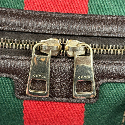 Gucci Vintage Bee Web Boston Bag Dark Brown