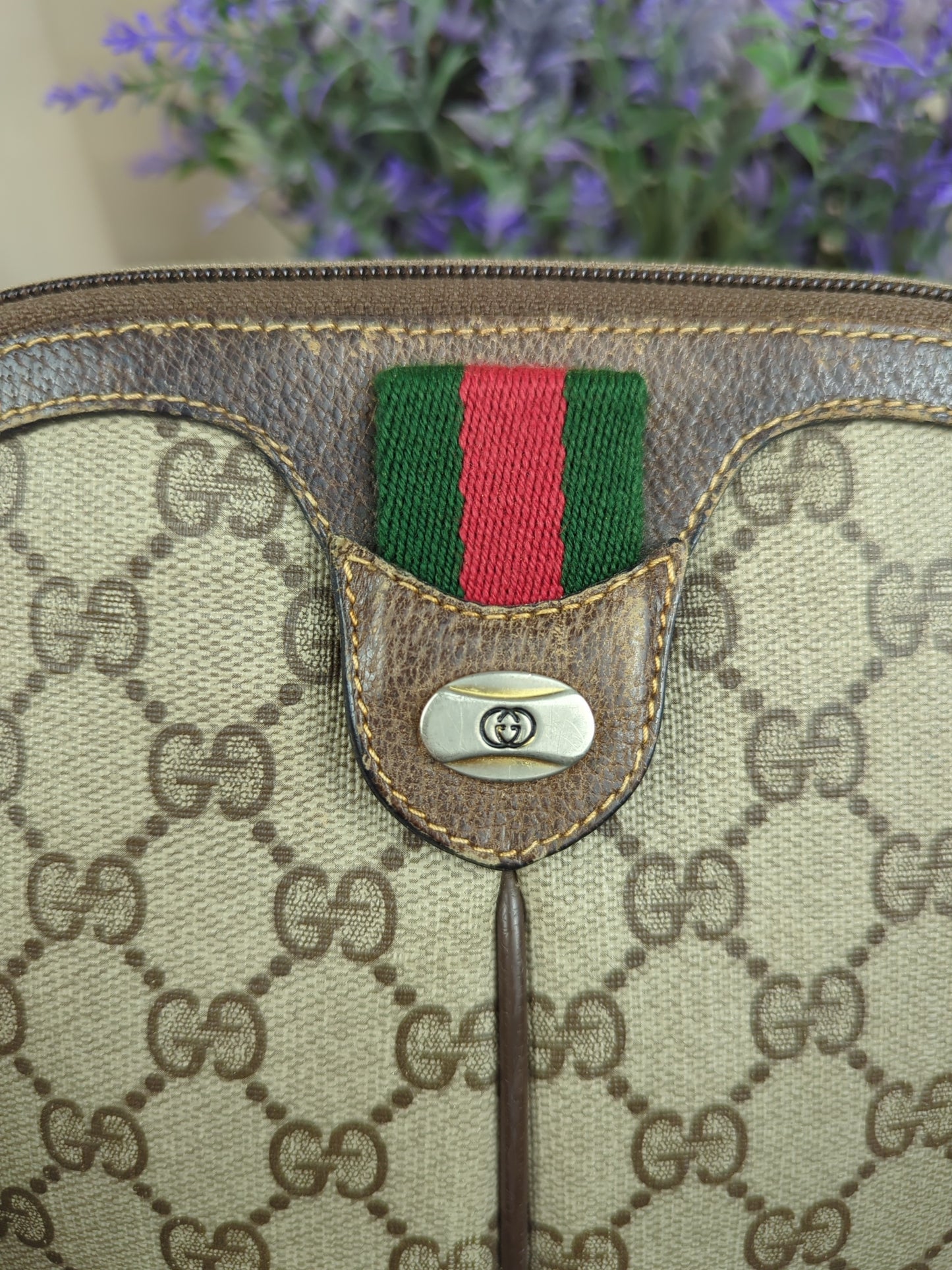 Vintage Sherryline Brown Monogram Crossbody Bag