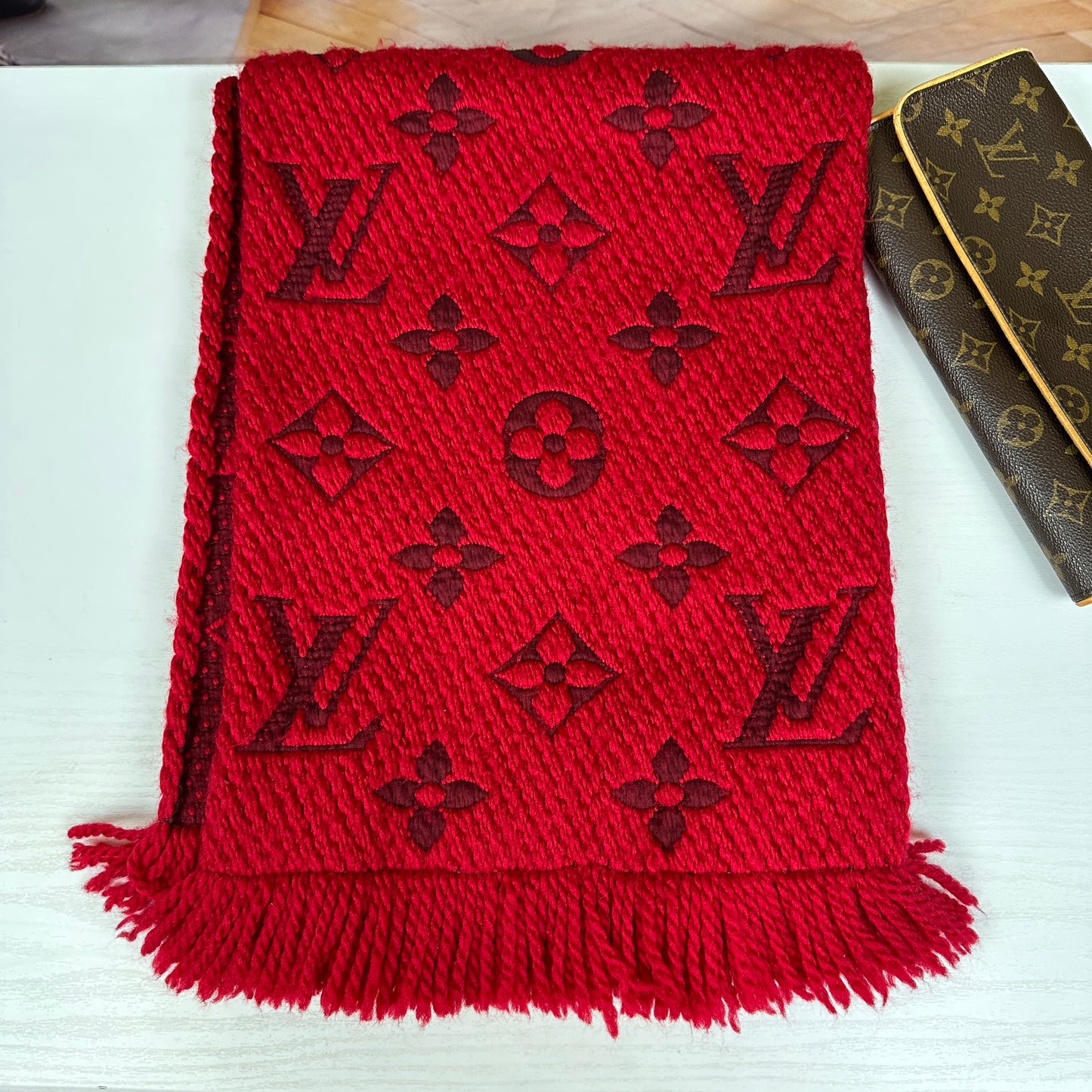 Louis Vuitton Logomania Scarf Red