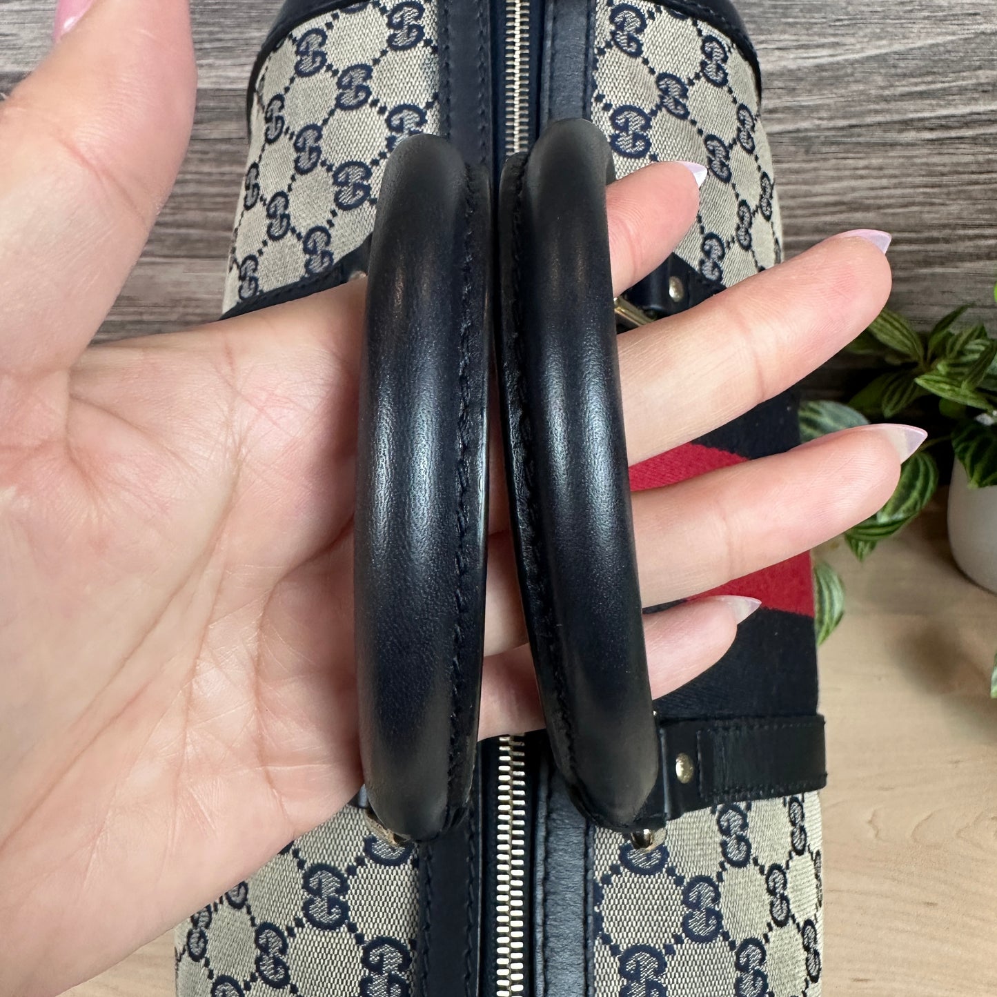 Gucci Original GG Canvas Medium Boston Bag Navy Blue