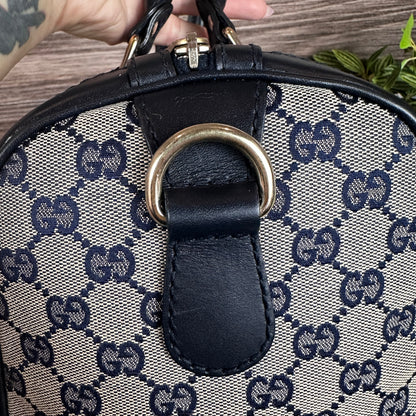 Gucci Original GG Canvas Medium Boston Bag Navy Blue