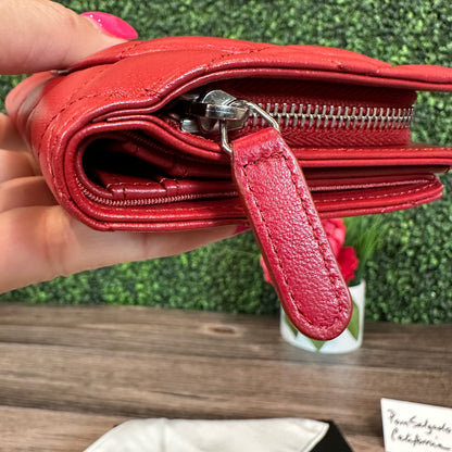 Chanel Red Quilted Leather CC French Wallet