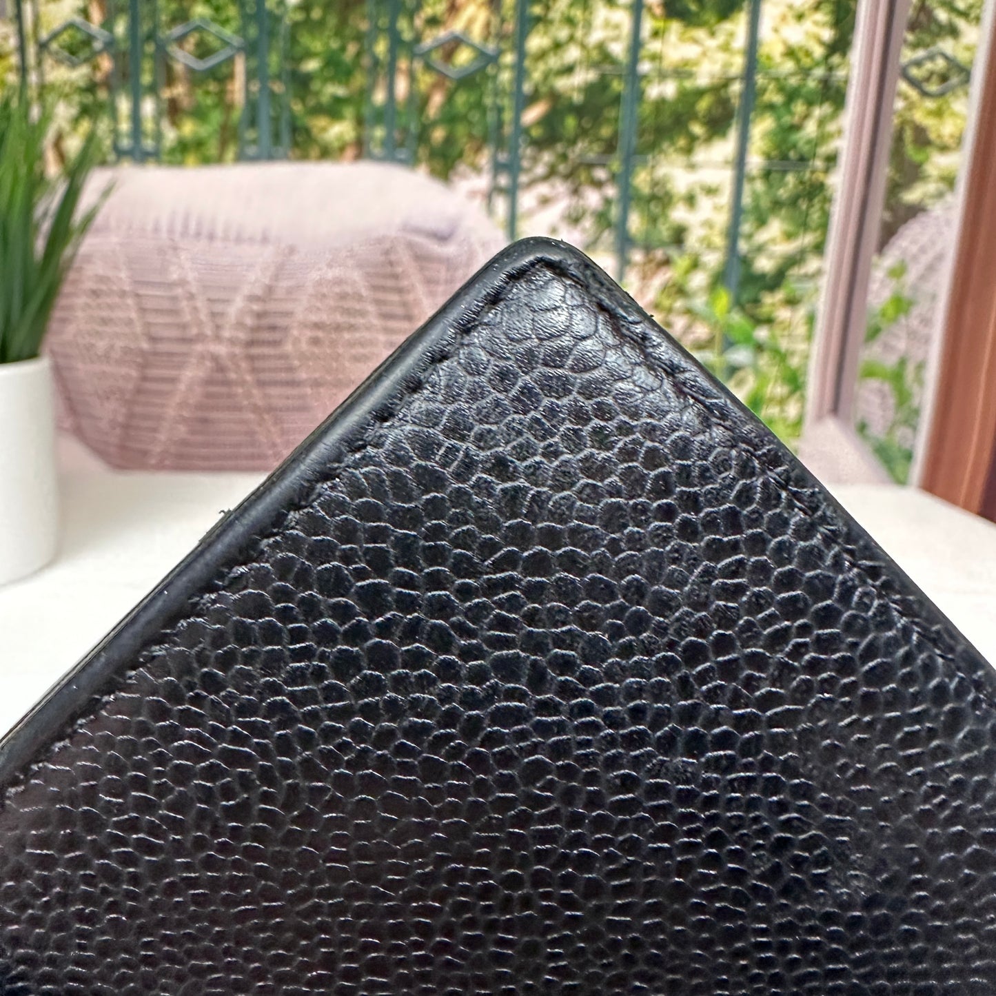 Chanel Black Caviar Leather Vintage Timeless CC French Wallet