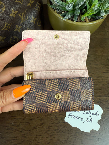 Damier Ebene 6-Ring Key Holder Rose Ballerine Pink