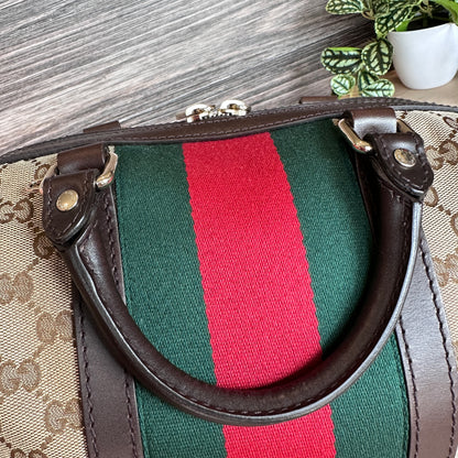 Gucci Original GG Small Boston Vintage Web Dark Brown