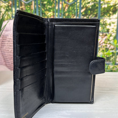Chanel Black Caviar Leather Vintage Timeless CC French Wallet