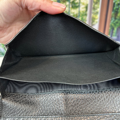 Gucci Junco Black Leather Folio Long Wallet