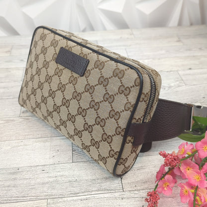 Gucci Original Monogram Belt Bag Dark Brown