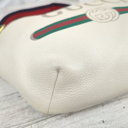 Gucci Large White Logo Print Bum Bag