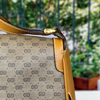 Gucci Micro GG Brown Coated Canvas Flap Crossbody Bag