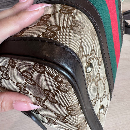 Gucci Original GG Small Boston Vintage Web Dark Brown