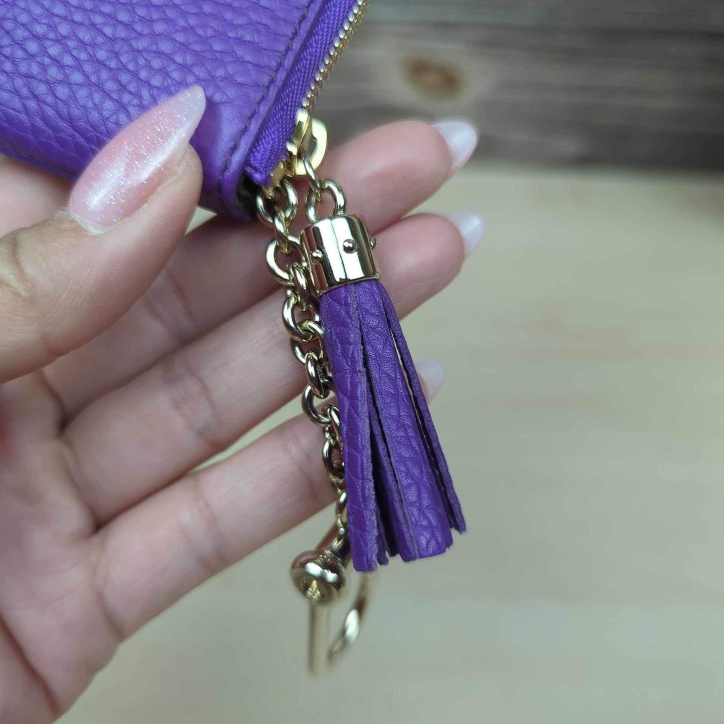 Gucci Purple Pebbled Calfskin Soho Key Case