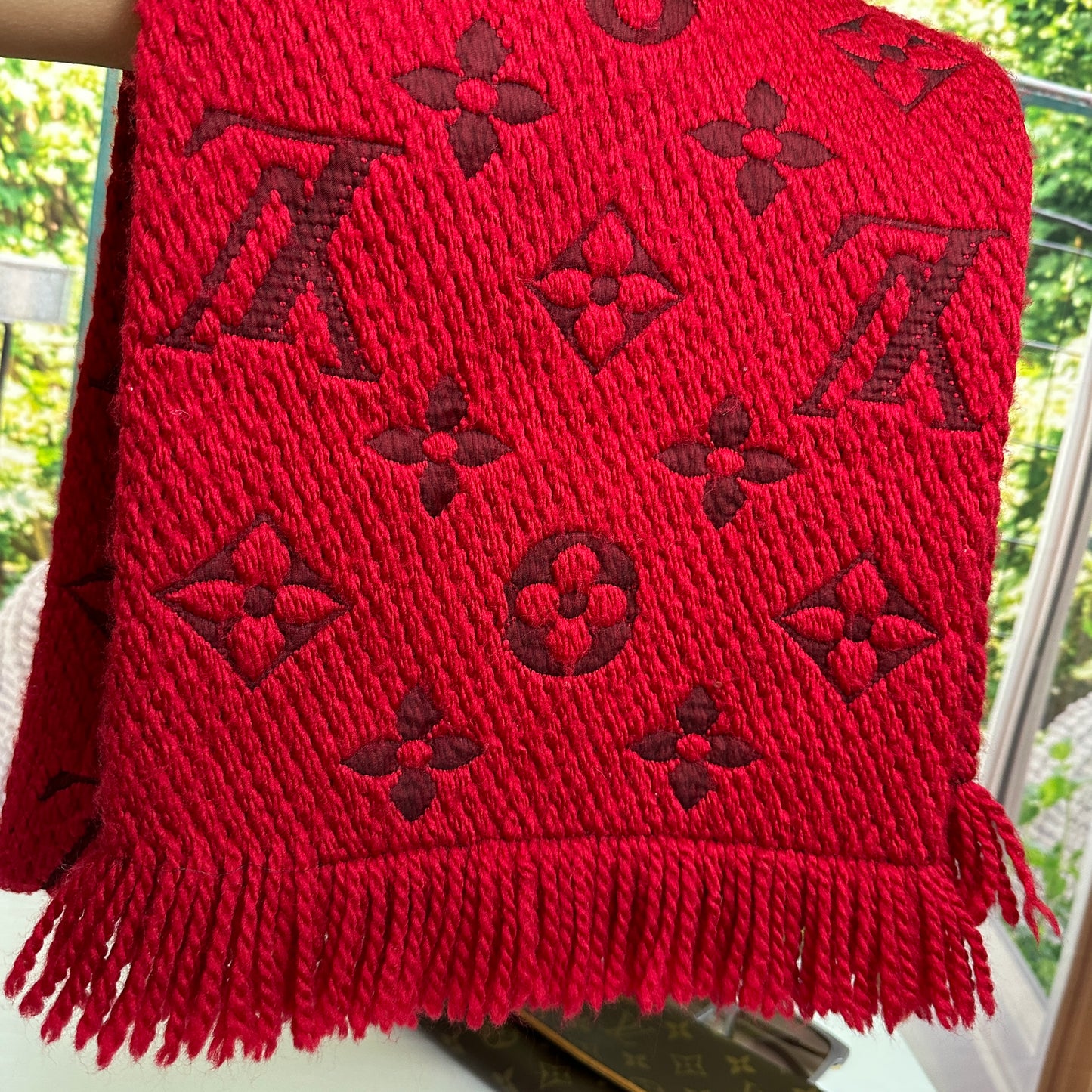 Louis Vuitton Logomania Scarf Red