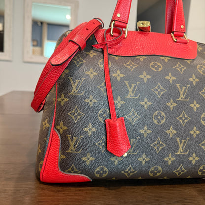 Retiro NM 2-Way Bag in Coquelicot Leather and
Monogram Canvas