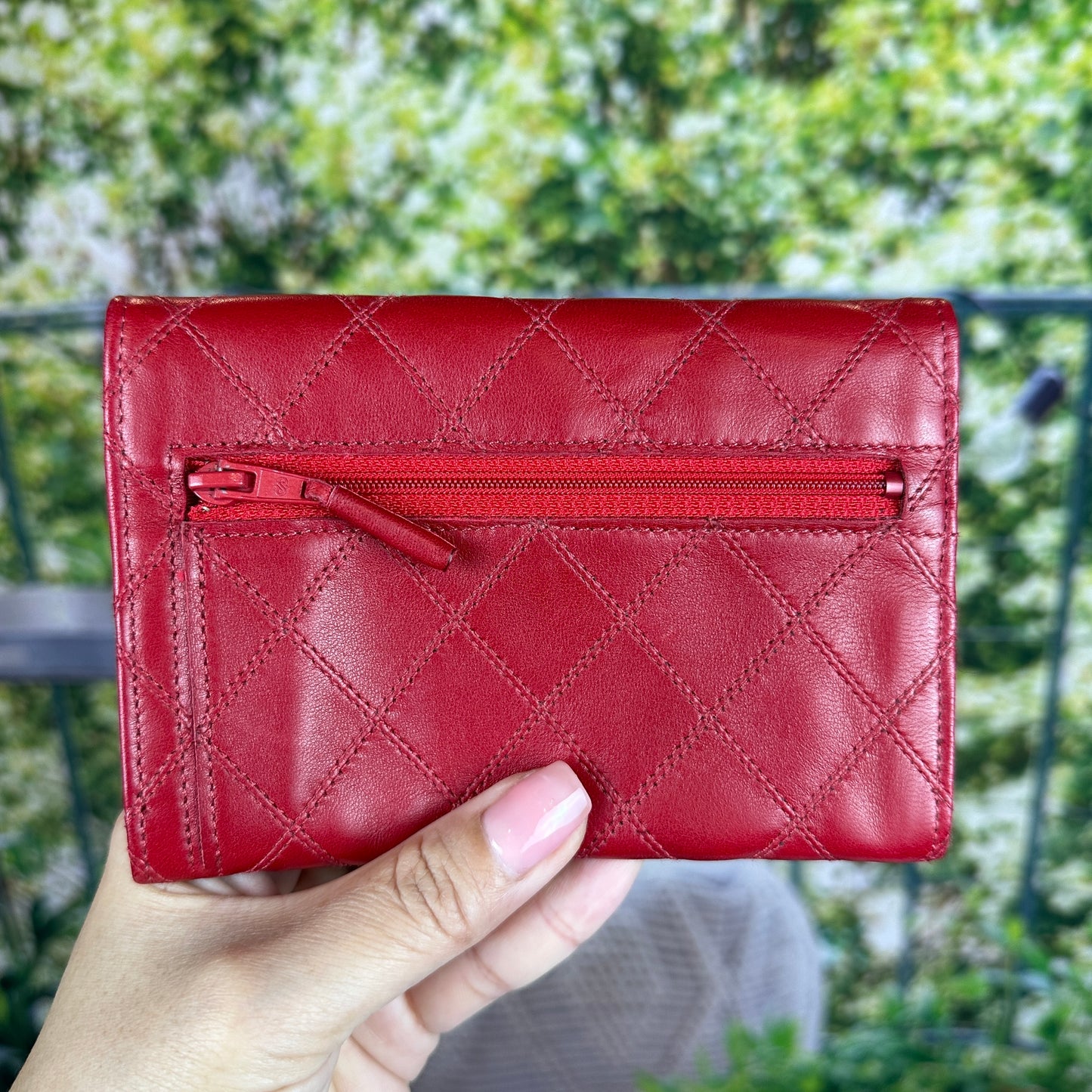 Chanel Red CC Wild Stitch Leather Card Holder