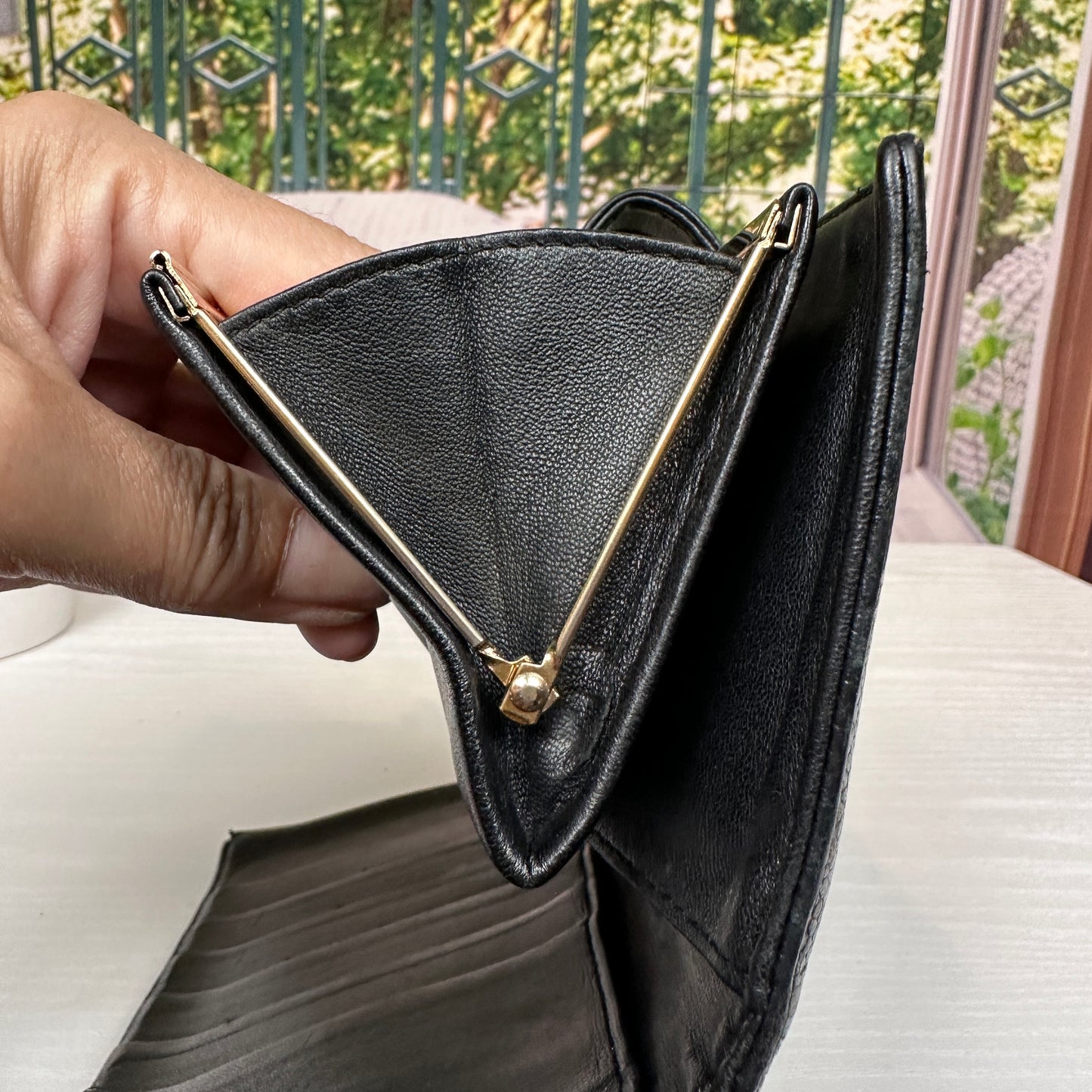 Chanel Black Caviar Leather Vintage Timeless CC French Wallet
