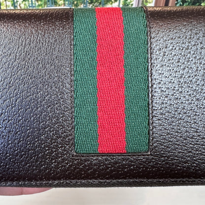 Gucci Dark Brown Grained Leather Zip Around Wallet