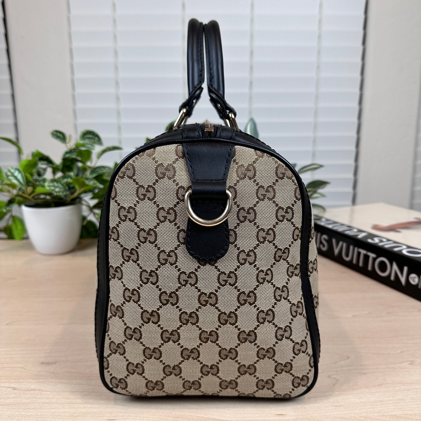 Gucci Original Boston Web  Black Leather