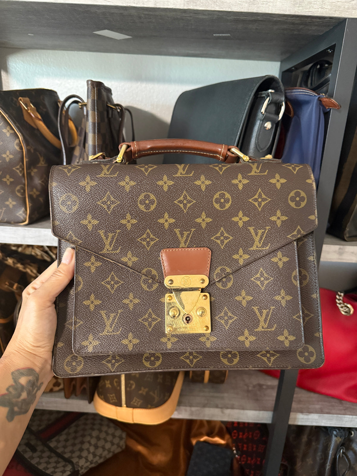 Bumble Monceau 28 w/Monogram Canvas Shoulder Strap with Comfort Pad