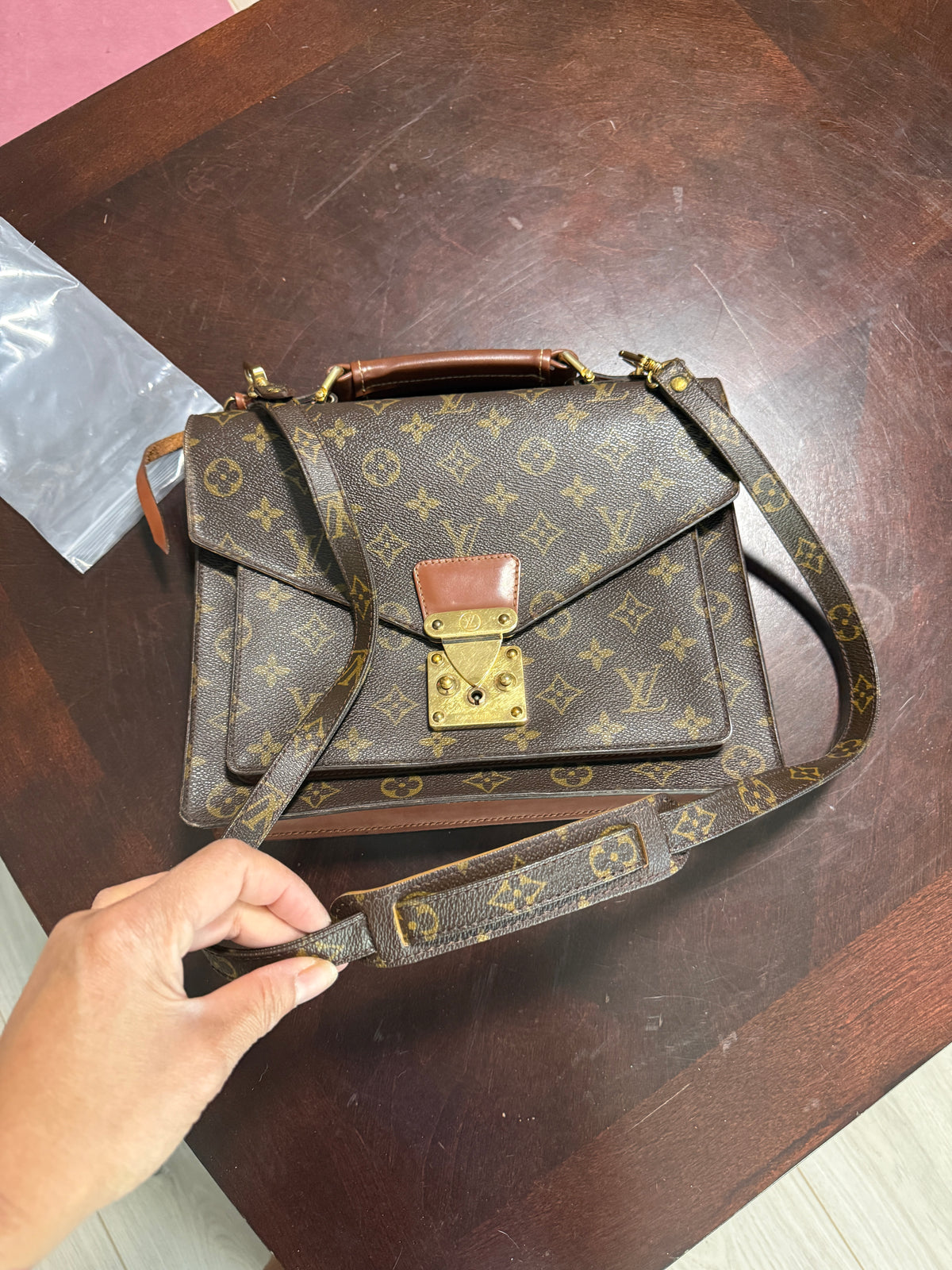 Bumble Monceau 28 w/Monogram Canvas Shoulder Strap with Comfort Pad