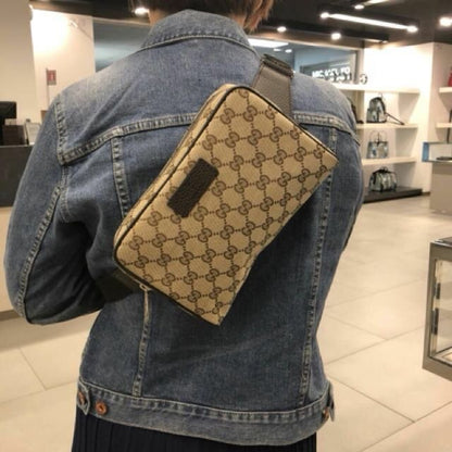 Gucci Original Monogram Belt Bag Dark Brown