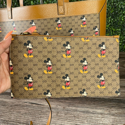 Gucci X DISNEY GG Supreme Monogram Mickey Mouse Large Shopping Tote With Removable Pouch