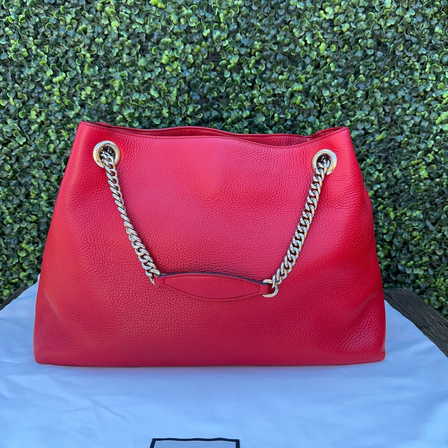 Gucci Red Soho Double Chain Medium Tote