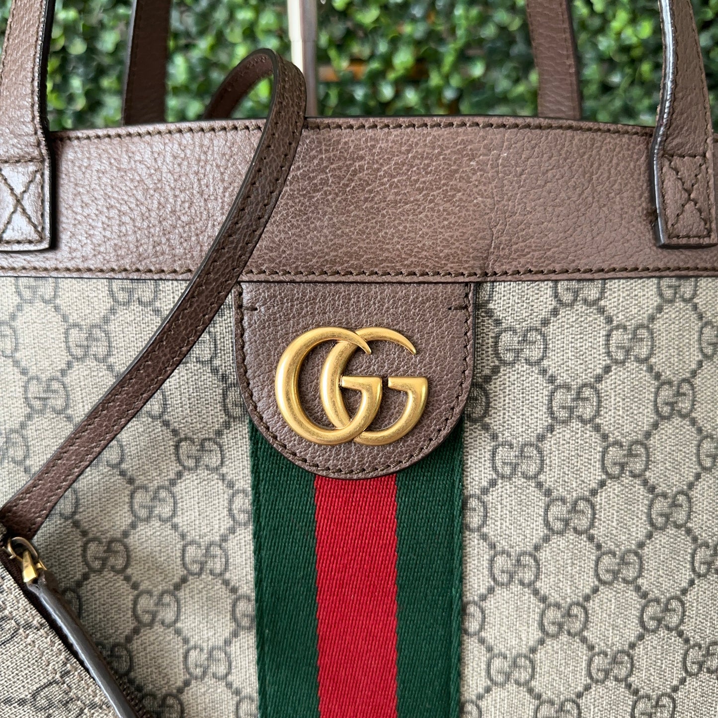 GUCCI OPHIDIA SUPREME MONOGRAM WEB TOTE WITH REMOVABLE POUCH