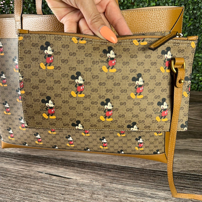 Gucci X DISNEY GG Supreme Monogram Mickey Mouse Large Shopping Tote With Removable Pouch