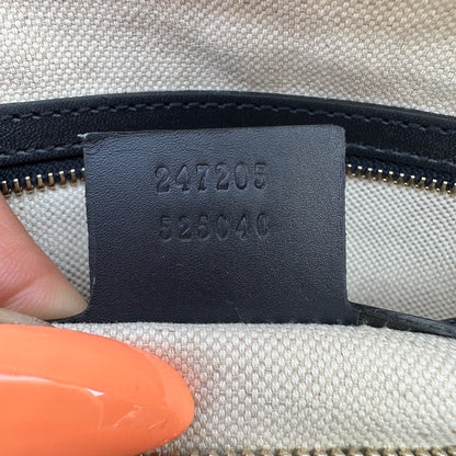 GUCCI NAVY BLUE BOSTON VINTAGE WEB CROSSBODY BAG