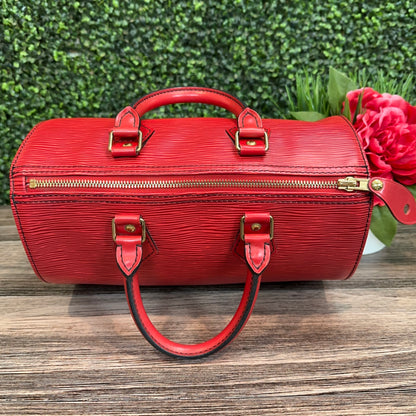 Louis Vuitton Red Epi Speedy 25