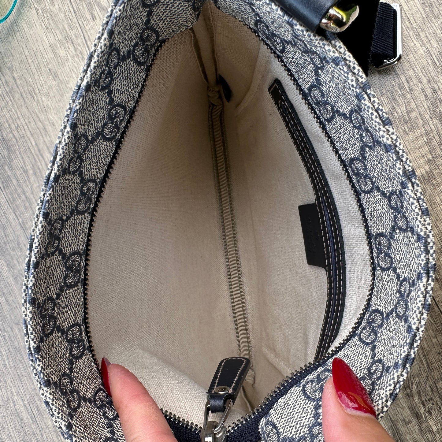 Gucci Blue/Grey GG Coated Canvas Small Messenger Bag