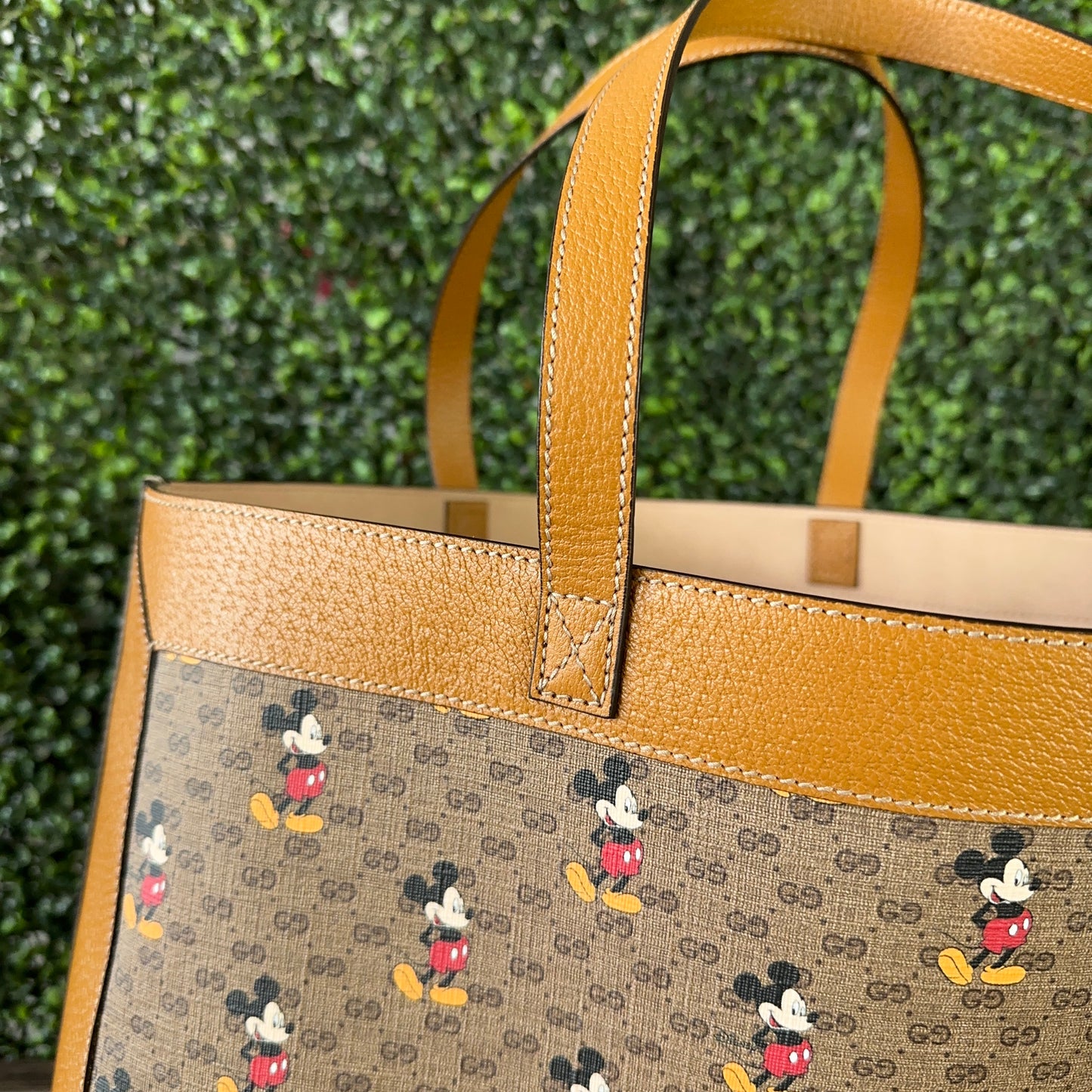 Gucci X DISNEY GG Supreme Monogram Mickey Mouse Large Shopping Tote With Removable Pouch
