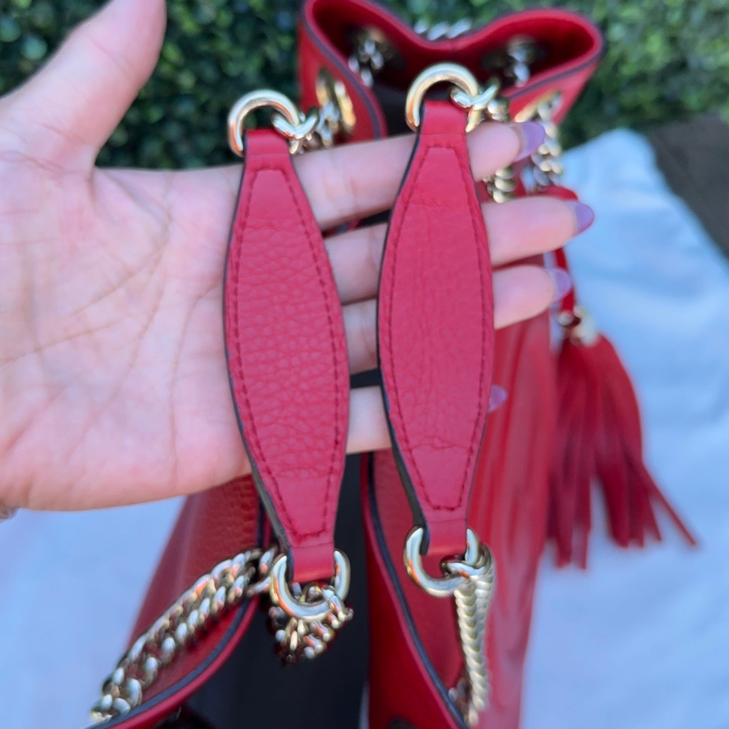 Gucci Red Soho Double Chain Medium Tote