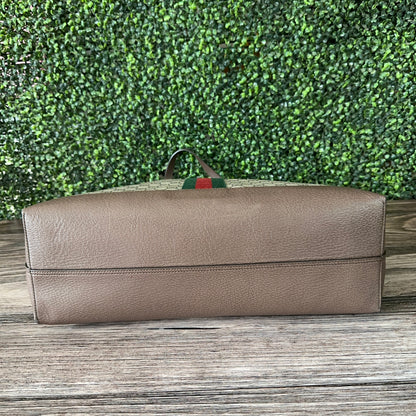 GUCCI OPHIDIA SUPREME MONOGRAM WEB TOTE WITH REMOVABLE POUCH