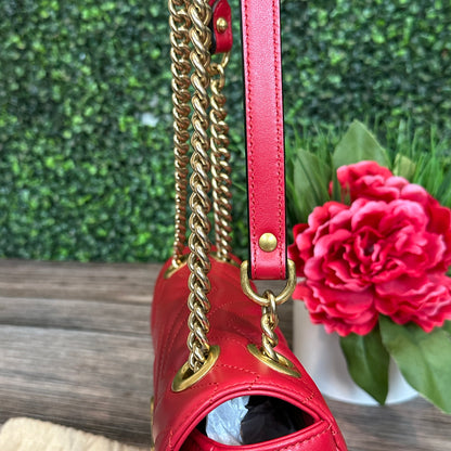 Gucci Red Marmont Shoulder Bag Small