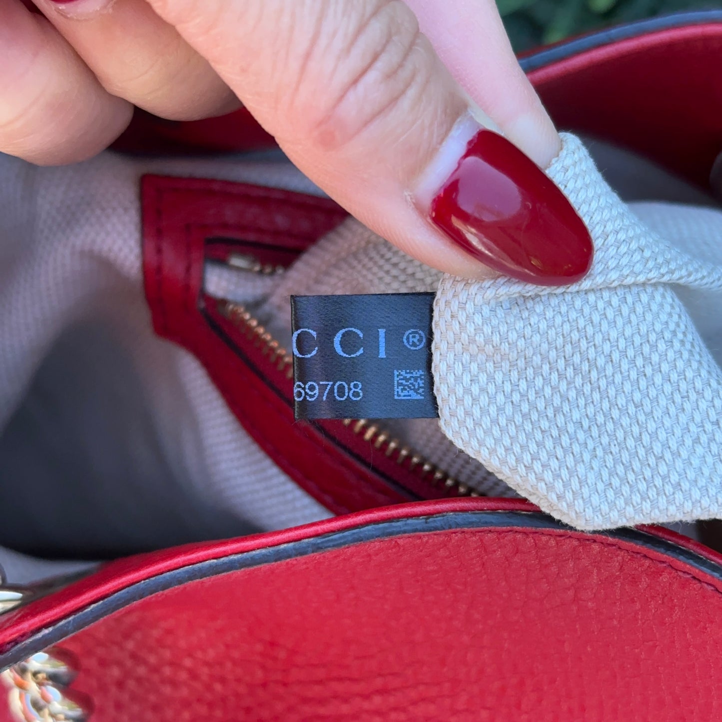 Gucci Red Soho Double Chain Medium Tote