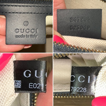 Gucci Vintage Web Medium Boston Bag in Navy Blue