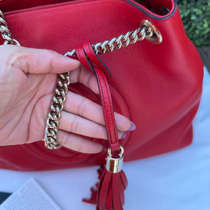 Gucci Red Soho Double Chain Medium Tote