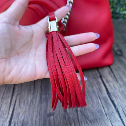 Gucci Red Soho Double Chain Medium Tote