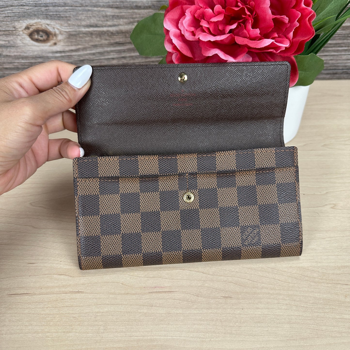 Louis Vuitton Damier Ebene Canvas Sarah Wallet
