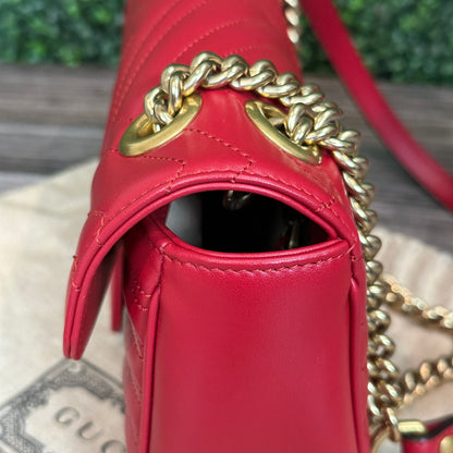 Gucci Red Marmont Shoulder Bag Small